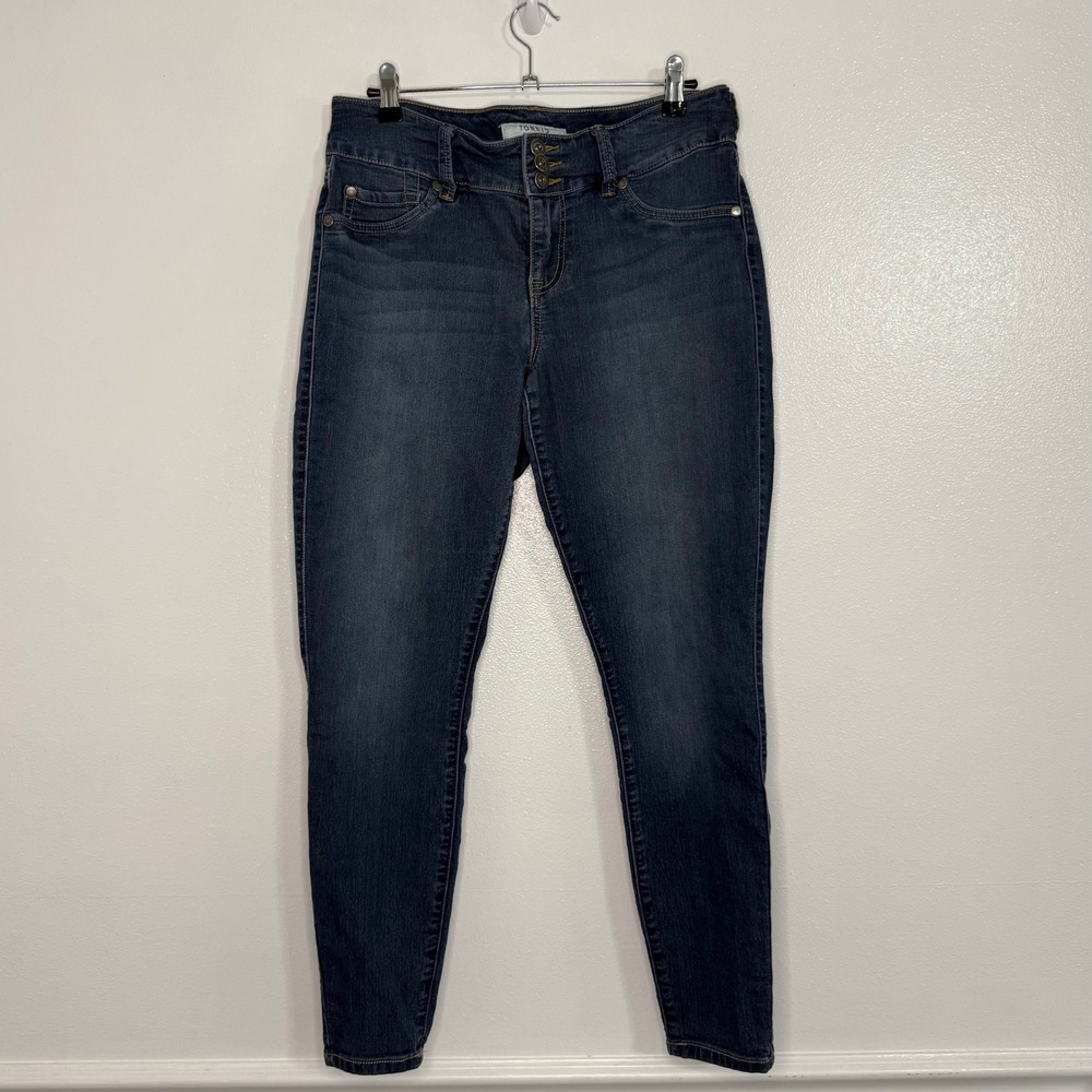 Torrid Denim Skinny Jeans Womens 12R Blue Excellent Mid Rise Triple Button